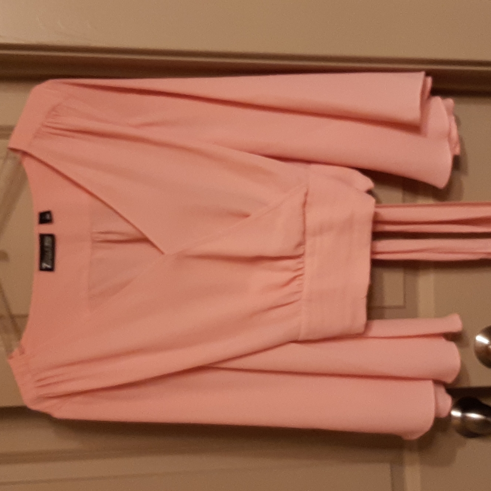 Pink faux wrap blouse